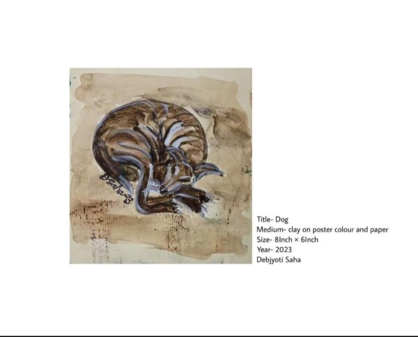 Handmade Clay Painting – “Dog” | Unique Animal Art | 8x6 Inches