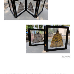 Untitled 1 – Framed Mixed Media Art on Paper | 3-Panel Conceptual Artwork (18" x 42")