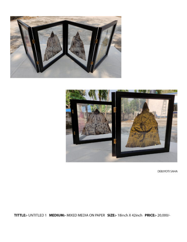 Untitled 1 – Framed Mixed Media Art on Paper | 3-Panel Conceptual Artwork (18" x 42")