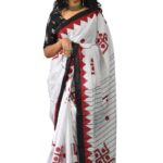 Women's Ikat Hand Block Print Jaipuri Cotton Mulmul Saree with Blouse Piece